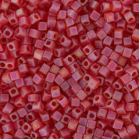 Miyuki Square - Würfel 1.8mm Perlen - Matted transparent red ab SB18-141FR